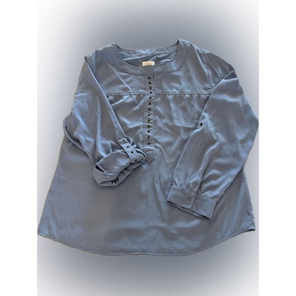 Chico's Tops - Chico’s Blue Blouse Size 1 Medium Long Sleeve Button Detail Top